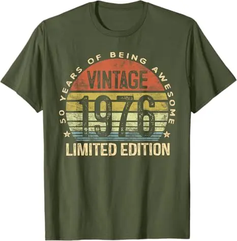 Vintage 1976 Limited Edition 50 Jahre alt Geschenke zum 50. Geburtstag T-Shirt Damen Herren Mode T-Shirt mit tollem Spruch Mama Papa Geburtstagsgeschenk – Detail 9