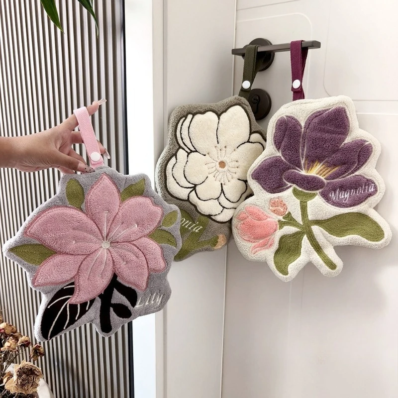 Ultra-Soft Coral Fleece Hanging Towel- High Absorbent Suitable for Bathroom & Kitchen, Suitable for Sink, Shower, Bathtub