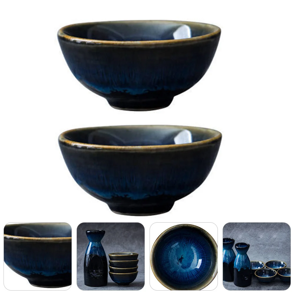 

2Pcs Japanese Style Sake Cups Ceramic Wine Glasses Small Delicate Smooth Drinkware for Home Bar Restaurant Entertaining