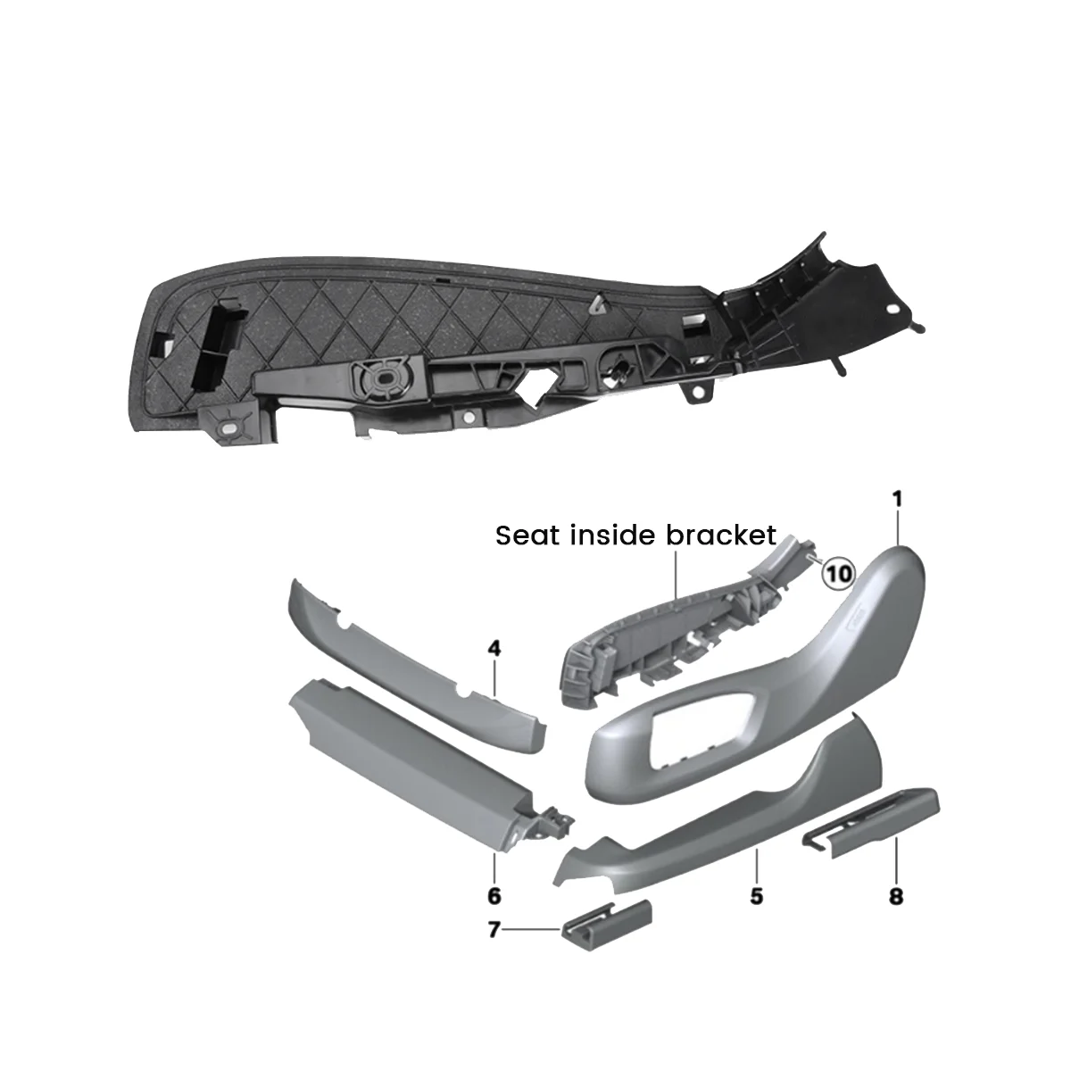 Car Front Right Seat Side Bracket Plastic Cover for BMW 5 7 Series 520 730 X5 X6 Car Accessories 52107317458 52107317459