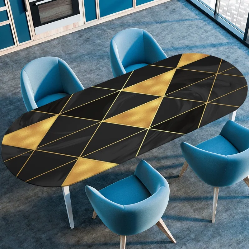 Oval Tablecloth, Waterproof, Oil-proof, No-wash, Heat-resistant Table Tablecloth, Hotel and Household Table Mat Tablecloth
