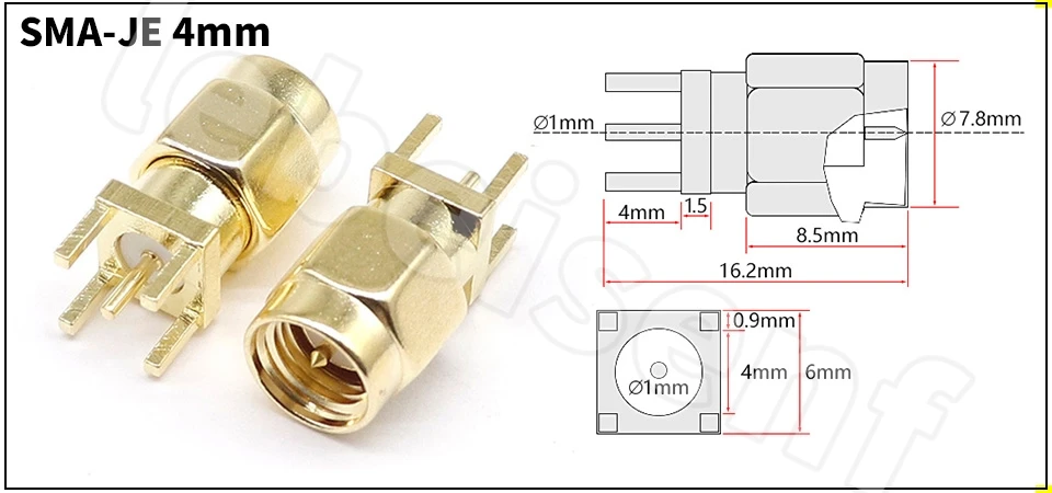 SMA Female Jack Male Plug Adapter Solder Edge PCB Straight Right angle Mount RF Copper Connector Plug Socket