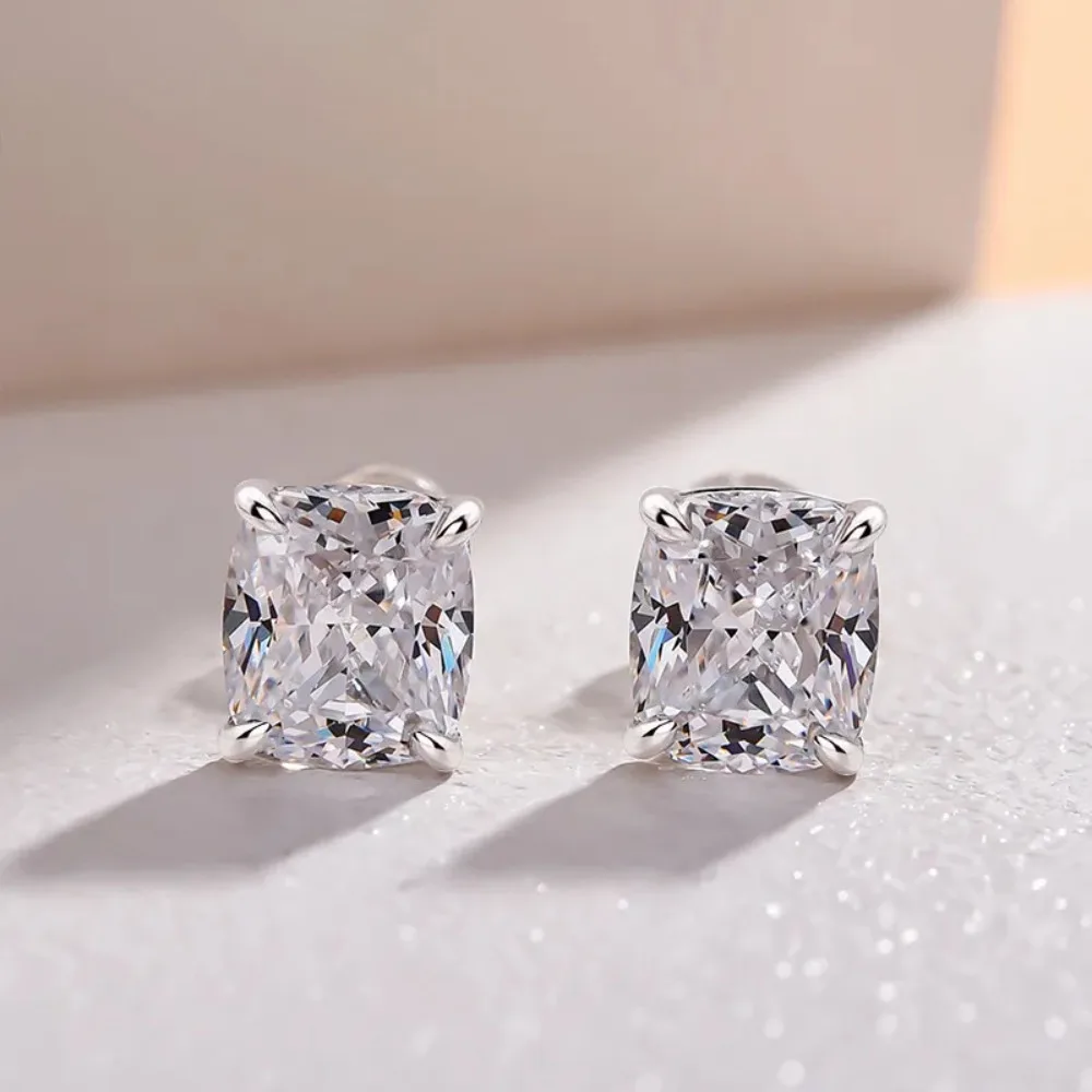 Super Sparkle Exquisite High Quality 5A Zircon Square Geometric Stud Earrings for Women Classic Temperament Commuter Jewelry