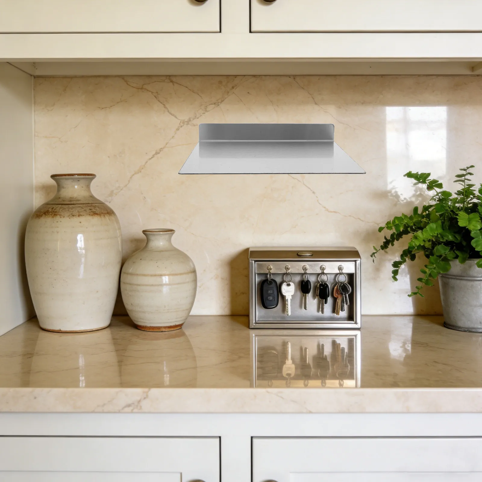 

Настенная полка из нержавеющей стали, серебристая, L-образная, для ванной, кухни, гостиной, декоративная, для хранения