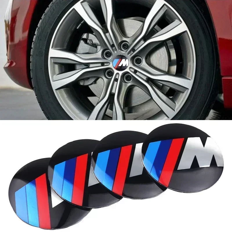 4Pcs 56mm 65mm Car M Logo Style Hub Center Cover Sticker Accessories For M Power M3 M4 M5 X3 X5 E34 E65 E39 E60 G80 G82 G83