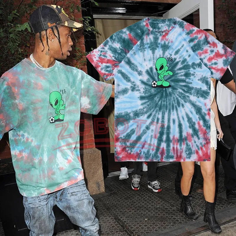 Travis Scott Astroworld Alien Tie Dye T hemd Euphoria Rue Hemd Cosplay Outfit Rue Bennett T-shirt Hip Hop Streetwear Tops männer