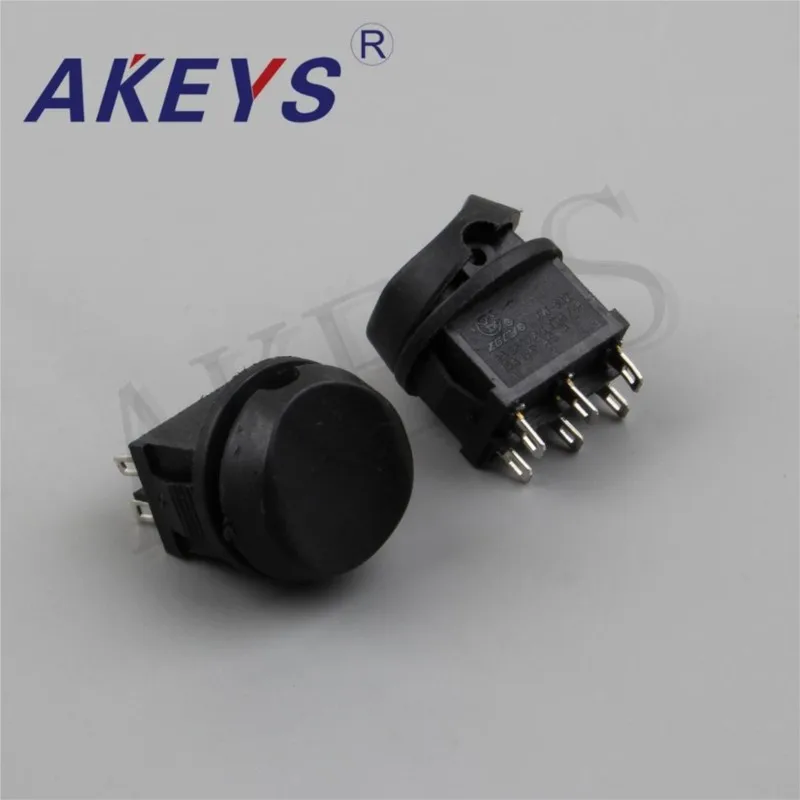 10PCS KCD1-206B 6P 6pin 3 position black rocker switch