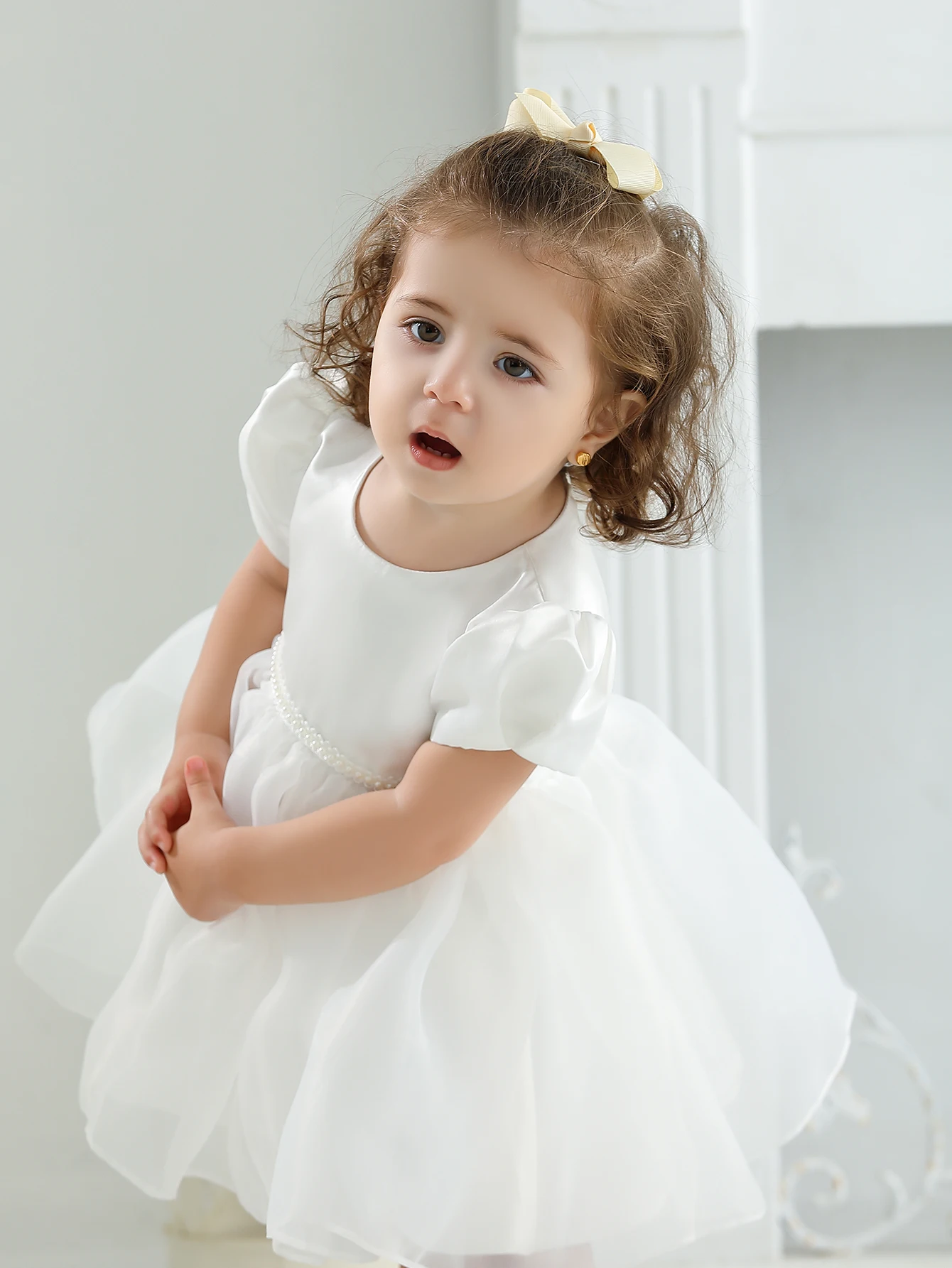 Baby Girls Satin Dress Party Frock Princess Dresses Applique Girl Baby Dress Customization Design