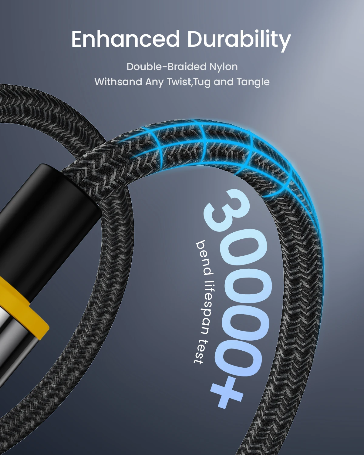 كابل شاشة رقمية AOHI Magline+140W من النايلون USB C إلى USB C LED بطول 4 أقدام