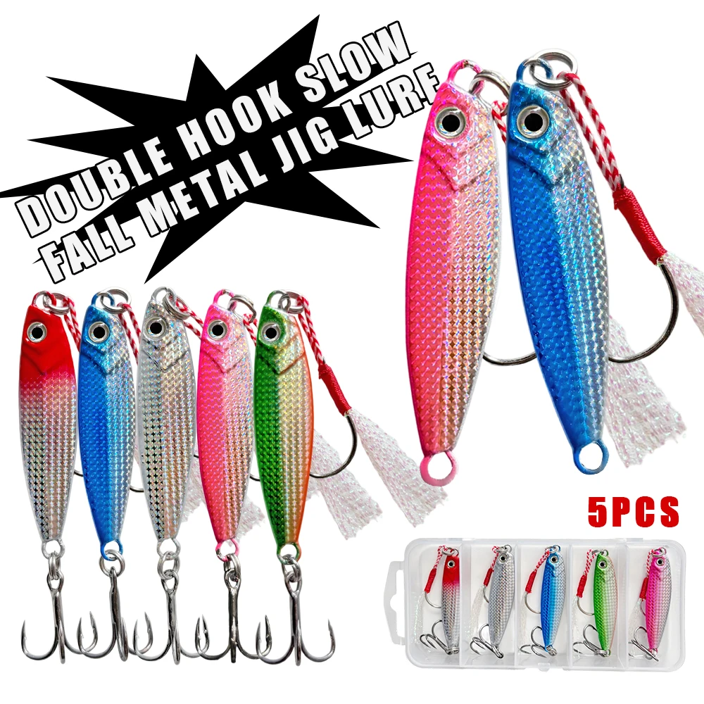 5 Stück 10g/15g/20g Metall-Jig-Angelköder-Set - Künstliche Barschköder, Forellen-Jigging-Köder für Süßwasser- und Salzwasserangeln – Detail 1