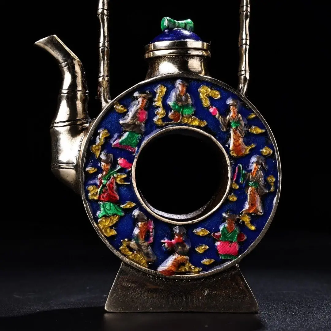 Retro Painted eight immortals crossing the sea Teapot Ornament Decoration Tea Pet Figurines Desk Decor Accessories