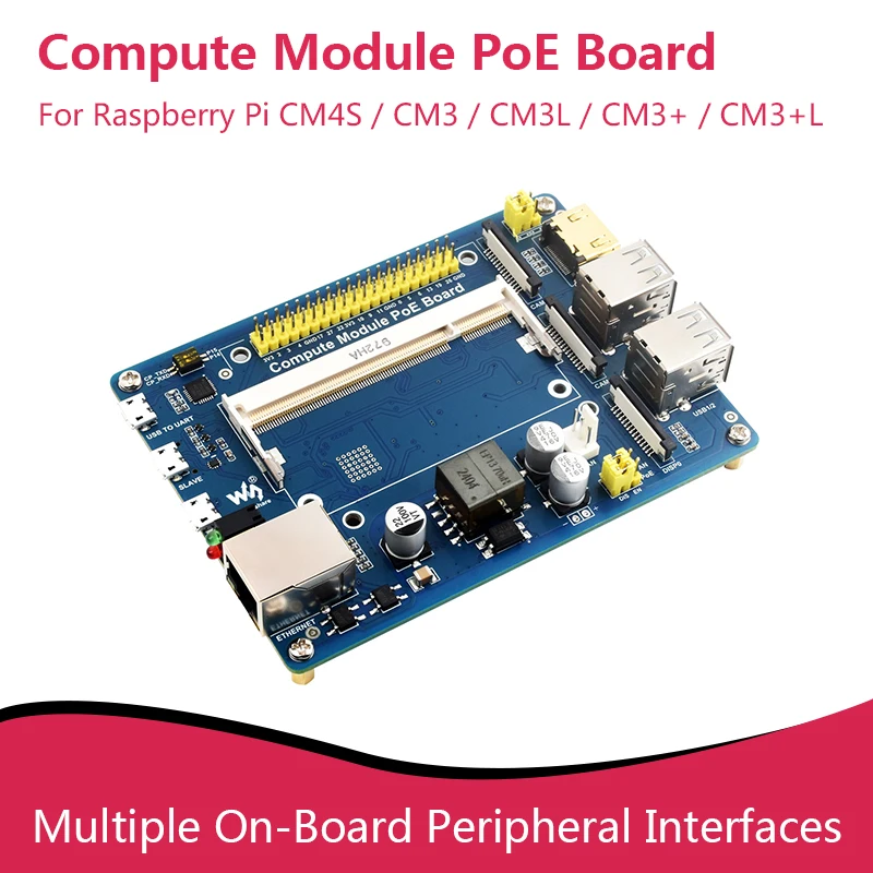 Compute Module IO Board with PoE Feature, Composite Breakout Board for Developing with Raspberry Pi CM4S / CM3