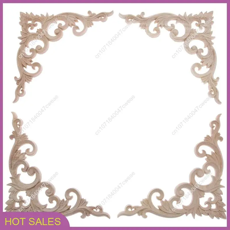 

32Pcs Wood Carved Corner Onlay Applique Unpainted Frame Cupboard Cabinet Decal For Home Furniture Decoration 15Cm-A98U