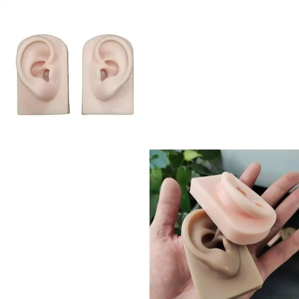 

Силиконовая форма левого и правого уха для косметического обучения, реалистичный манекен человеческого уха