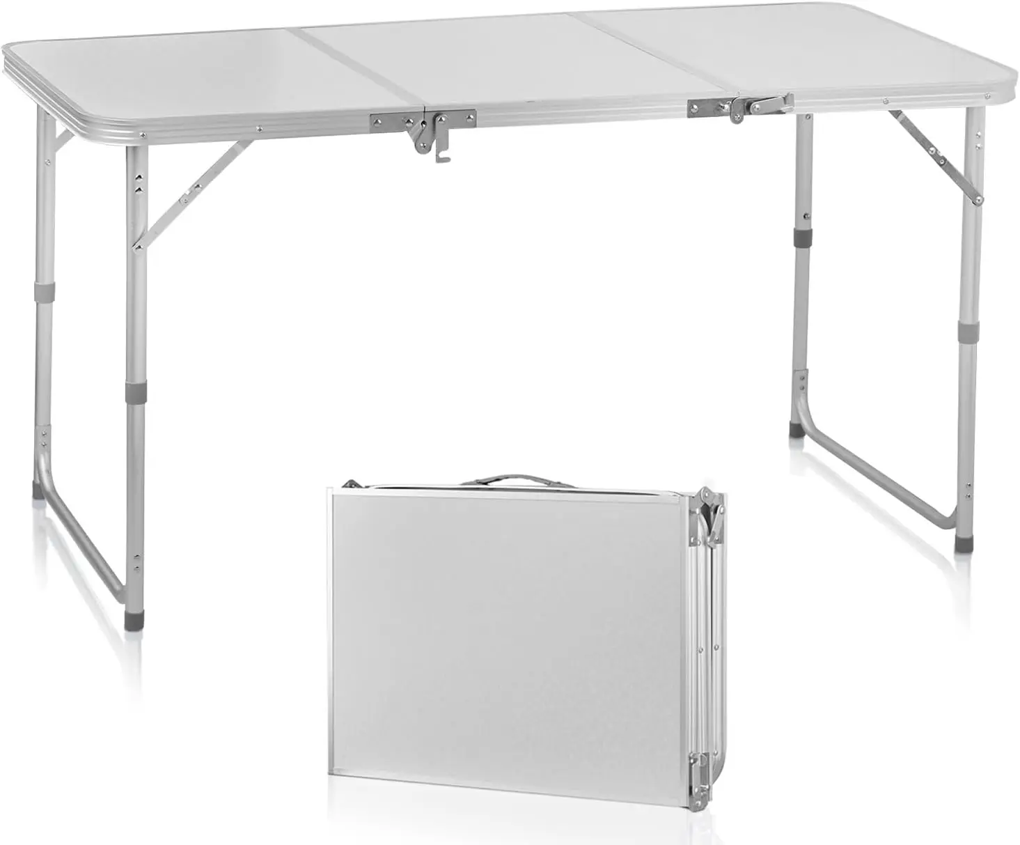 

4ft 3-fold Folding Camping Table 47.2'' x 23.6'' Lightweight Aluminum Picnic Table with Height Adjustable Legs for Indoor Travel