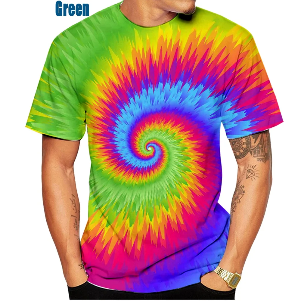 Colorful Tie-dye Pattern Printing 3DT Shirt Men's Unisex Fashion Round Neck T-shirt