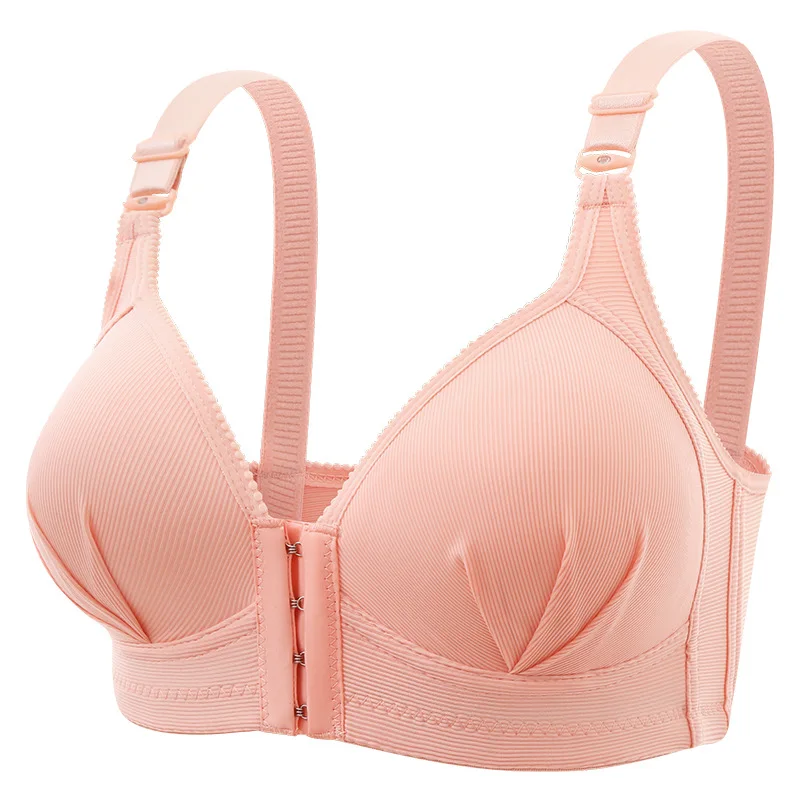 New Large Size Gathered Front Buckle Style Back Without Steel Ring Bra Soft and Traceless Thin Size Underwear For Women