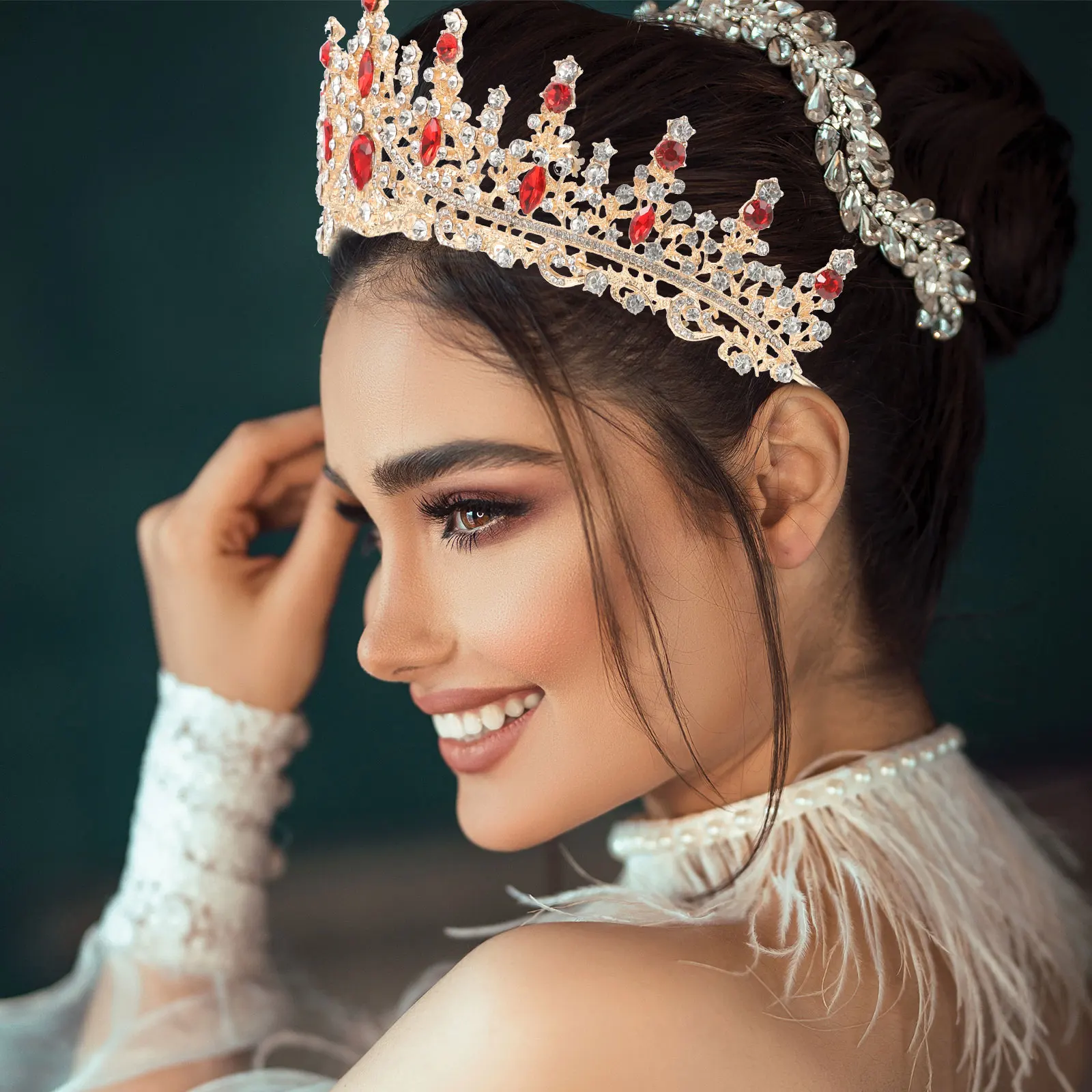 

Rhinestone Crown Bridal Hair Accessories Wedding Headband Bride Hairband for Women Tiaras Headpieces Princess Bridesmaid