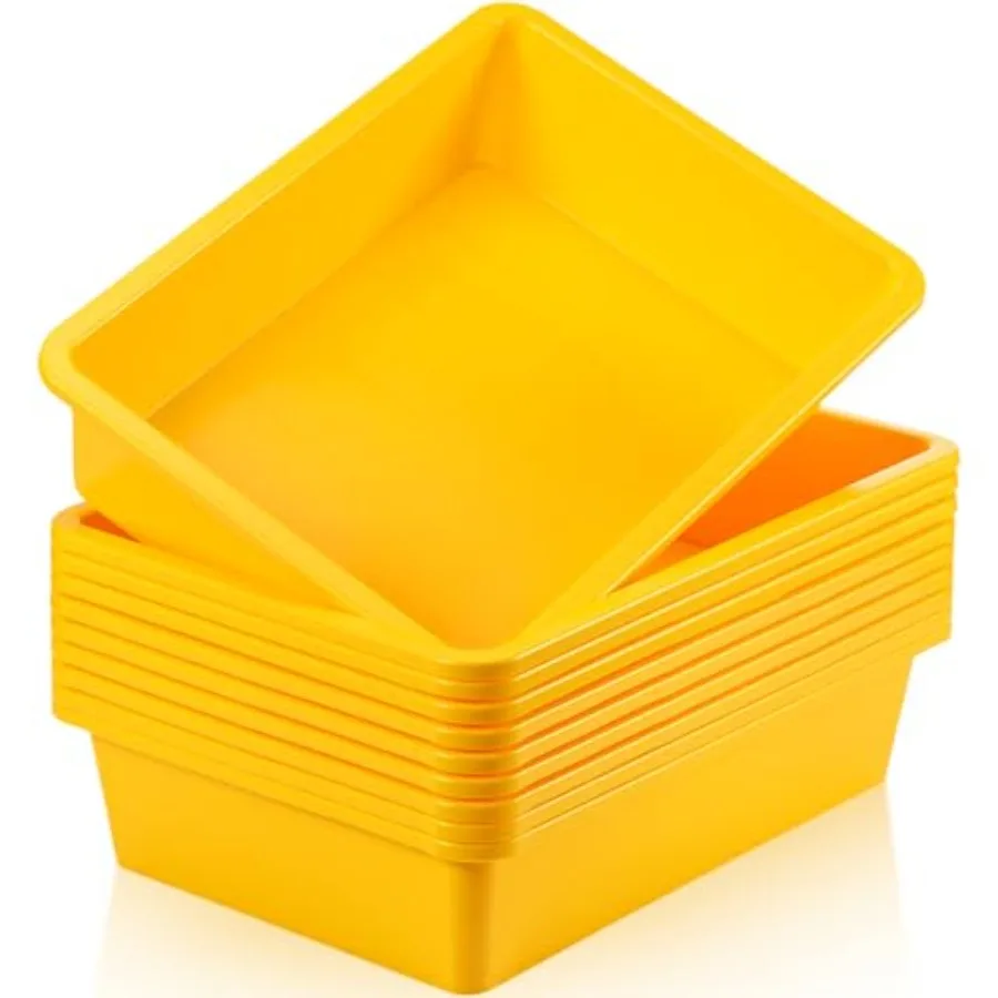 

10 Pcs Flat Storage Organizer Tray Bin Paper Tray for Classroom Plastic Stackable File Organizer for School Office Teacher Book