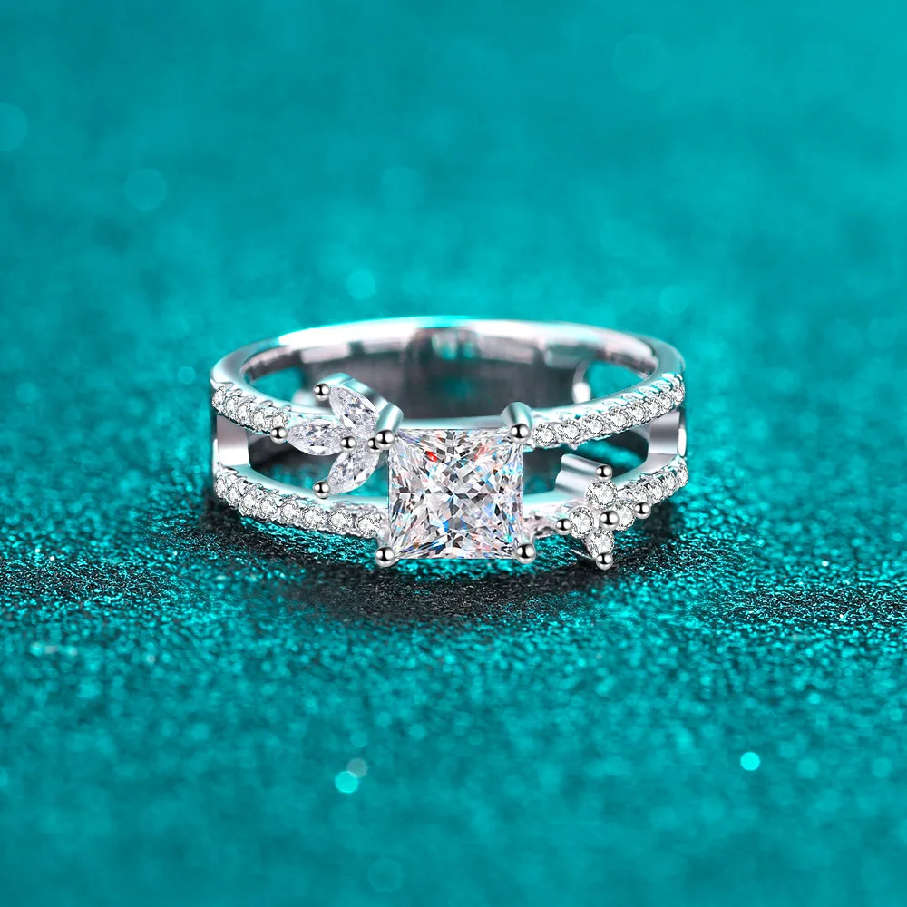 18K gold female pt950 platinum wedding meson light luxury fashionable princess moissanite ring ring