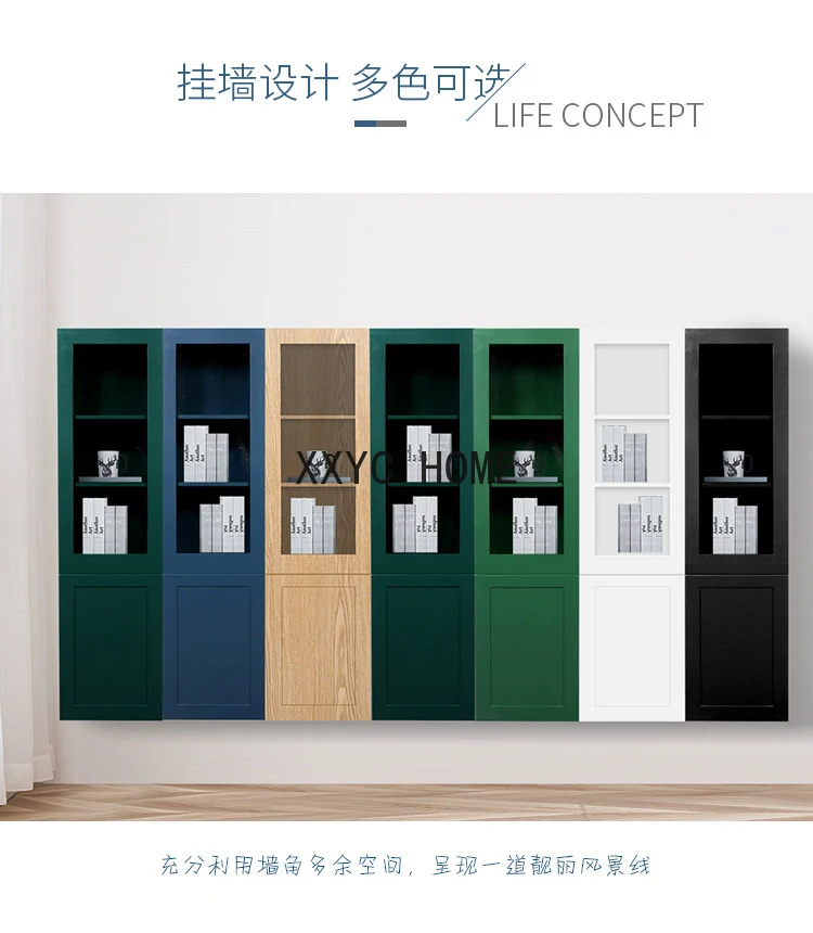 More than Nordic Minimalism Multi-Color Glass Cabinet Storage Storage Bookshelf Wall-Mounted Storage Rack