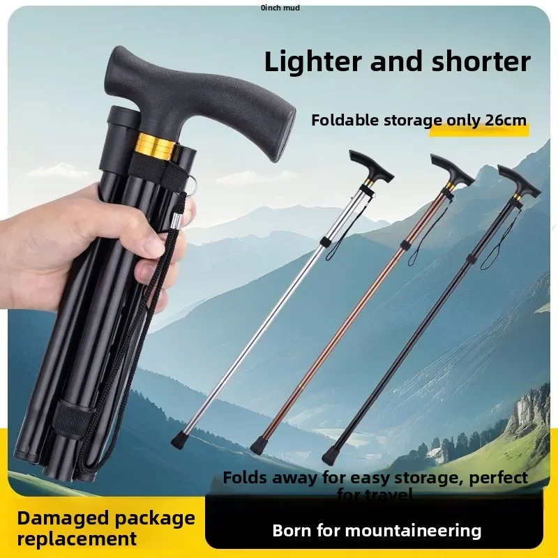 Bestseller Foldable Portable Cane Multi-function Telescopic Cane The Elderly Stick Aluminum Alloy Mountaineering Stick