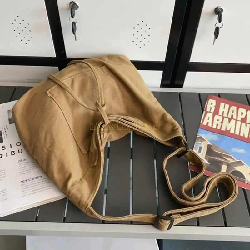 X90D حقيبة ساعي المرأة بلون حقيبة قماش قنب النمط الياباني حقائب عادية الموضة #5