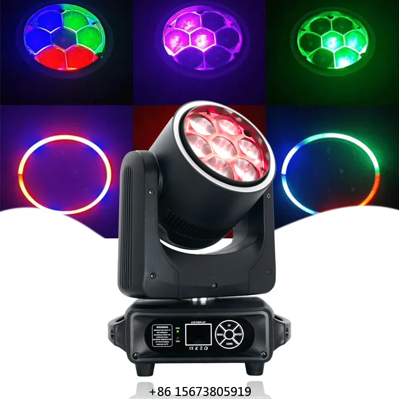 

Светодиодный прожектор QSE Lighting 7x40W Bee Eye с RGB-подсветкой, звуковой активацией и управлением DMX512, IP20, для свадеб и сценического освещения