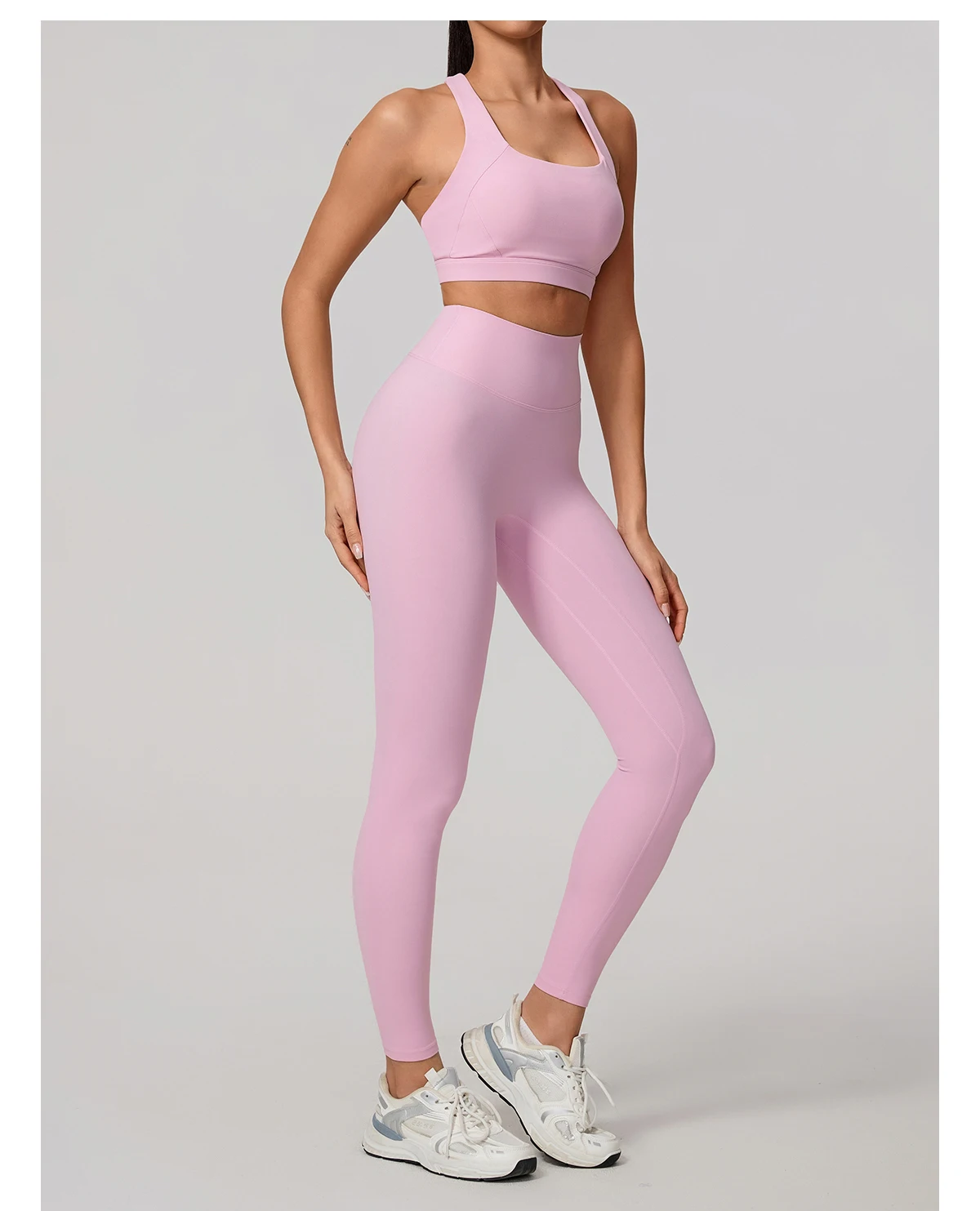 Hearuisavy Damen Yoga-Set mit Rückenfreiem Sport-BH und Hochtaillierter Leggings, 2-teiliges Workout-Outfit für Fitness, Laufen und Training – Detail 18
