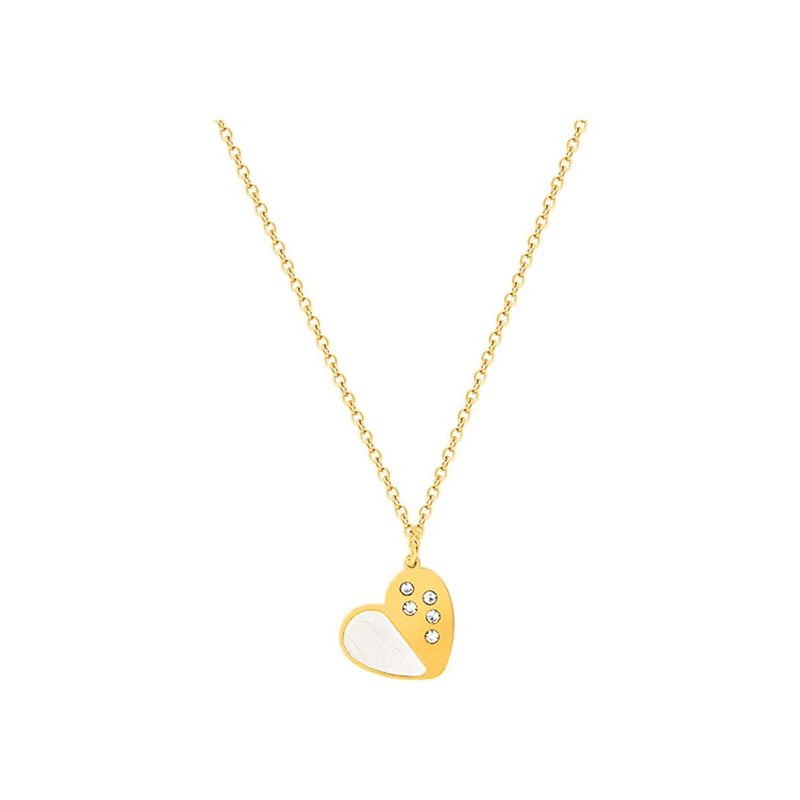 316L Stainless Steel New Fashion Fine Jewelry Embed Zircon Shell Love Heart Charm Chain Choker Necklaces Pendants For Women