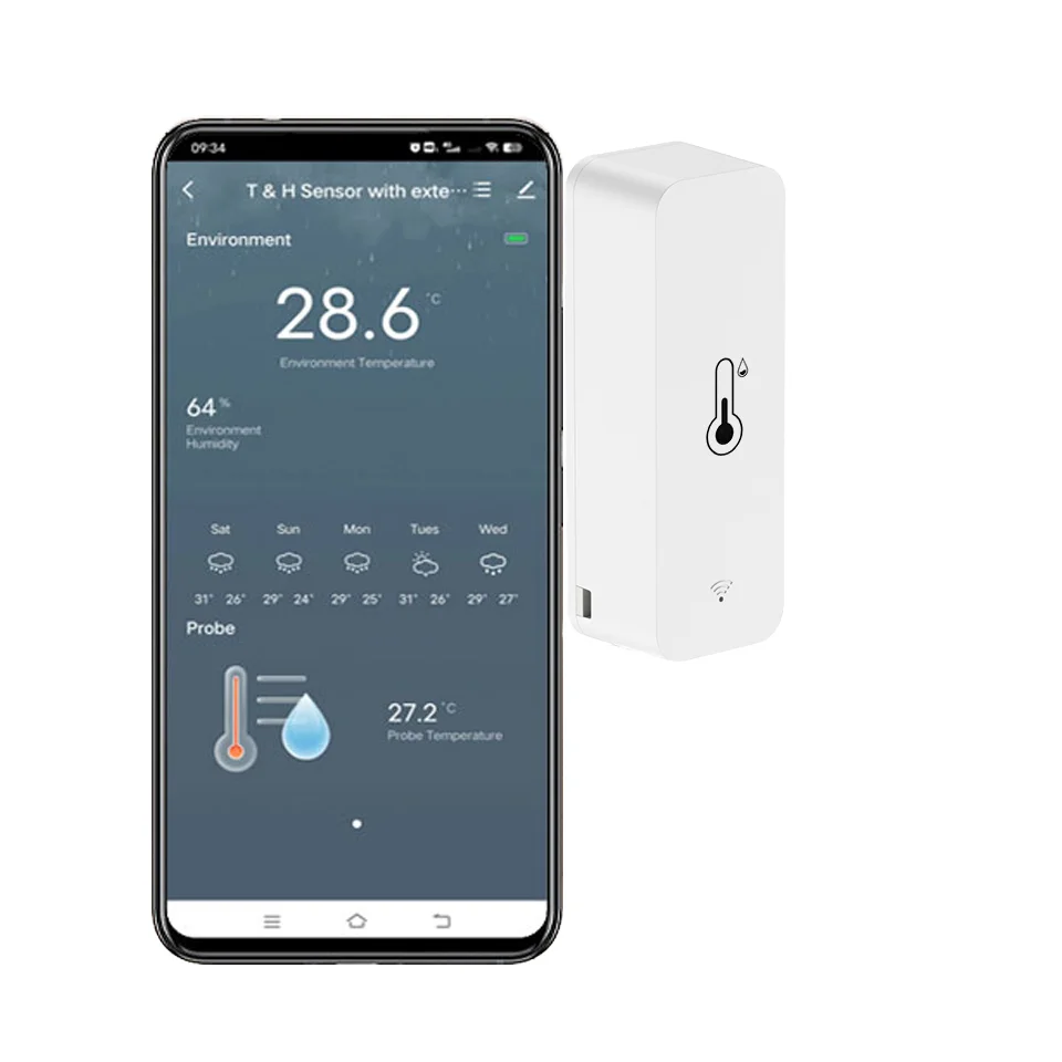 Tuya Zigbee Temp Humidity Sensor External Probe Smart Life APP Monitoring Hygrometer