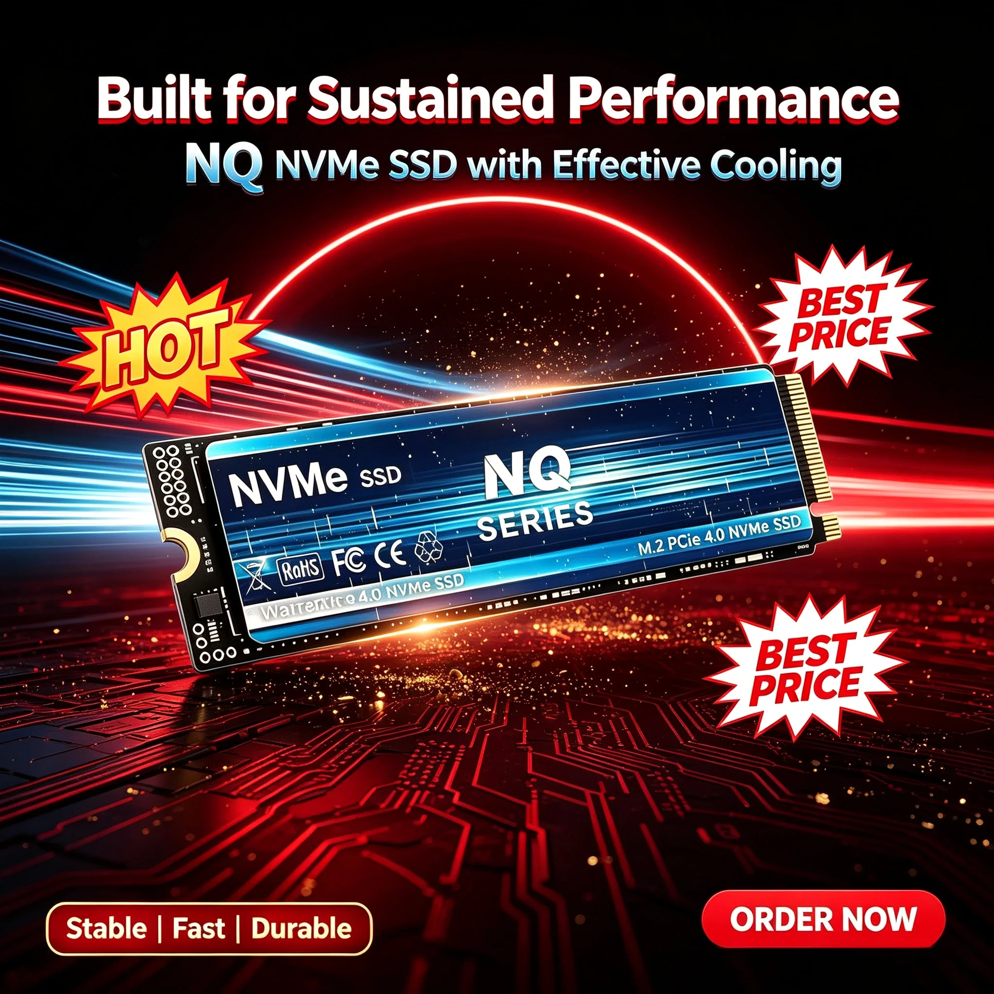 NQ M.2 NVMe SSD 2TB 4TB PCIe 4.0 Internal Solid State Drive 7300MB/s High Performance Gaming Hard Disk for PC Laptop