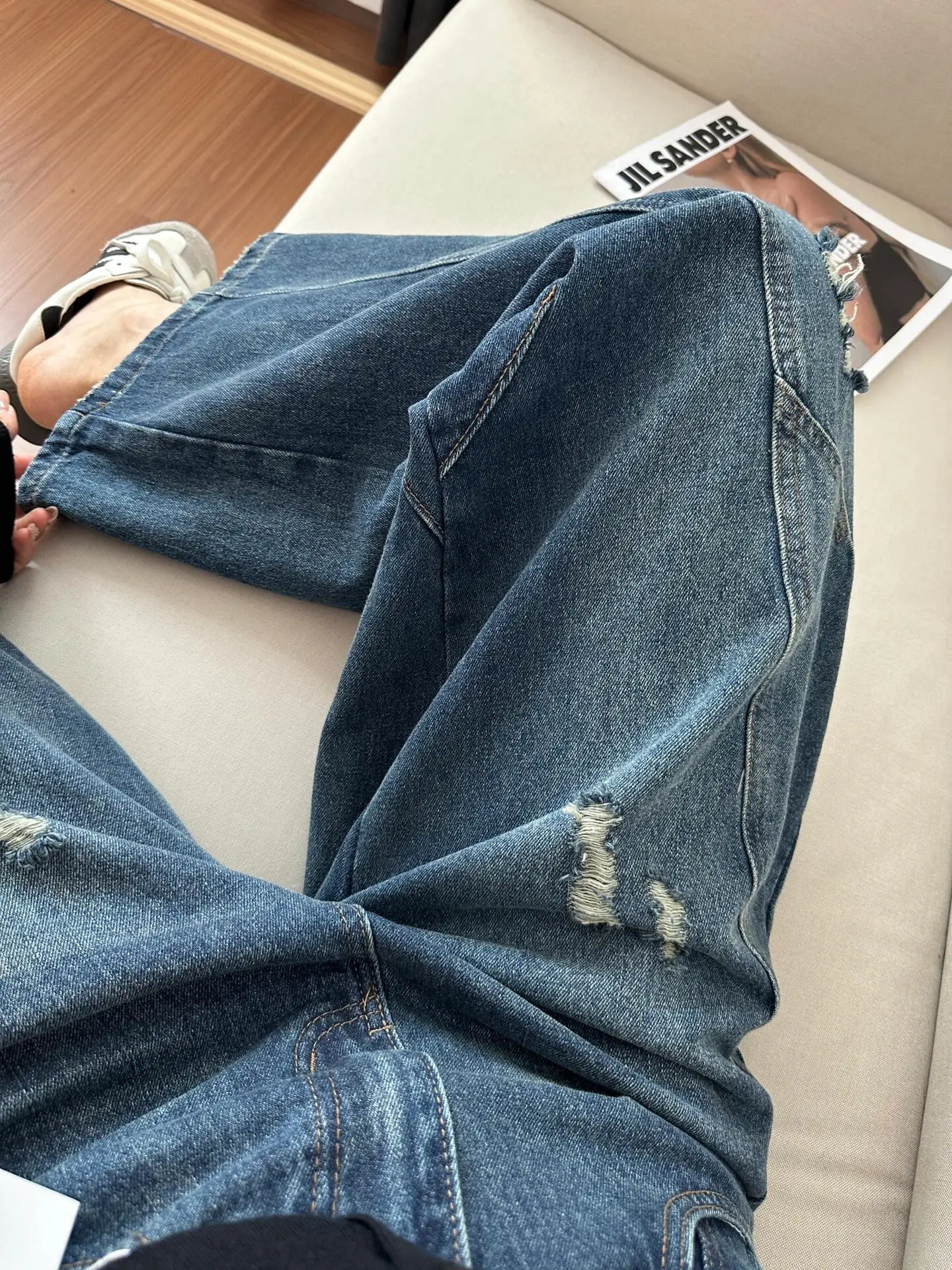 

Джинсы женские в американском ретро-стиле, весенняя новинка, большие размеры, свободные, стройнящие, скрывающие бедра, широкие штанины, длинные брюки