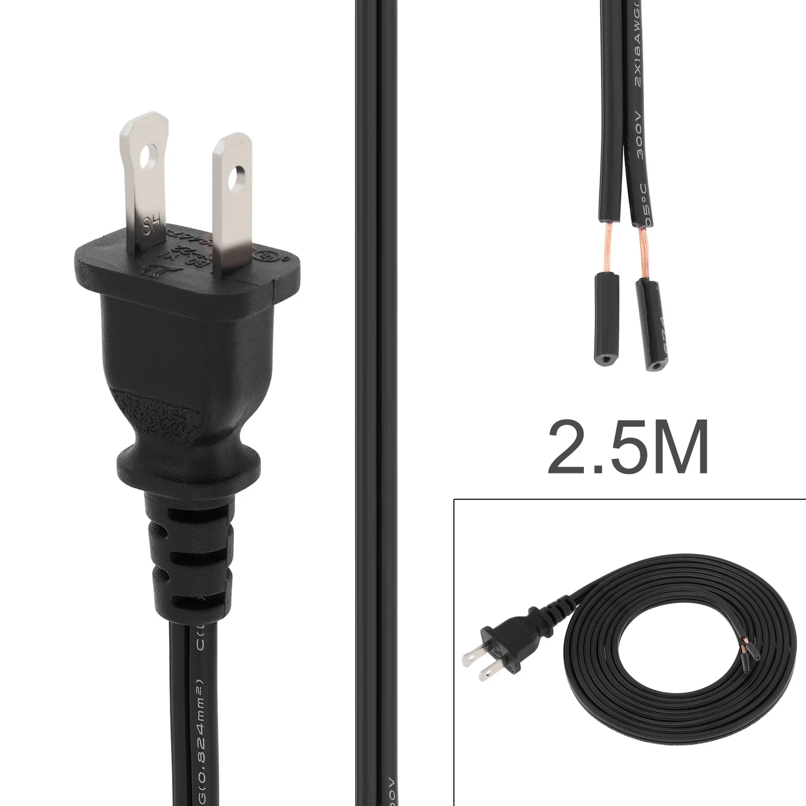 1.8m 2.5m 3.6m 5m Lamp Cord SPT-2 18AWG Replacement Power Cord Extension Cable US End Plug for Home Retro Lamp Electrical Power