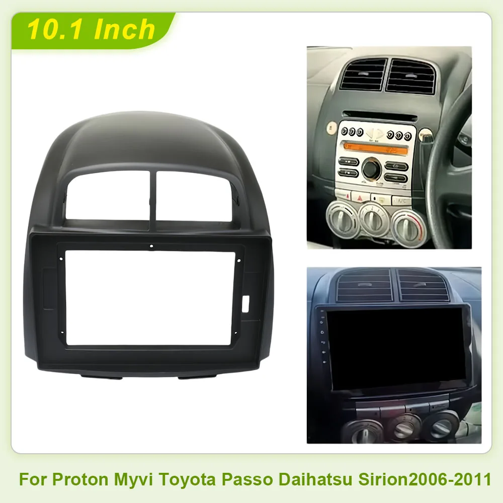 Marco embellecedor de salpicadero para radio de coche de 10.1 pulgadas, panel estéreo 2 DIN para DVD, compatible con Proton Myvi, Toyota Passo, Daihatsu Sirion 2006-2011