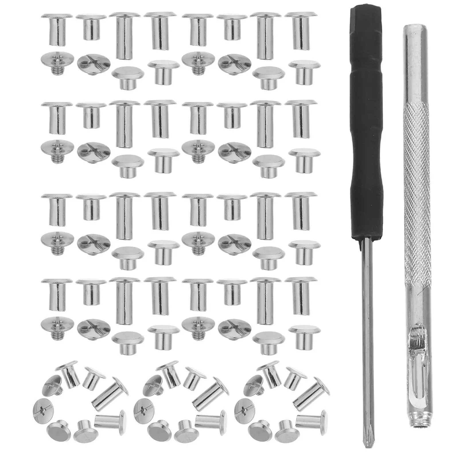 110Pcs Fasteners Rivet Screws Kit Rust Resistant Binding Screws for Purse Bookbinding Jean Rivets Luggage Hollow Rivets