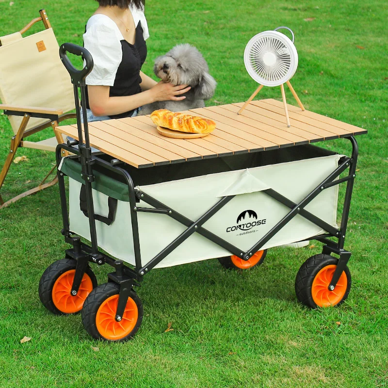 Camping Vehicle Outdoor Off-road Foldable Camping Vehicle Stall Small Cart Portable Picnic Vehicle Pull Rod Camping Hand Trailer