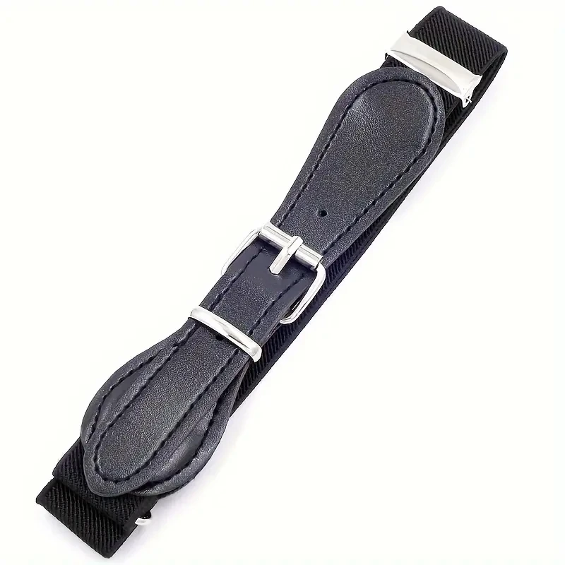 BLACK Elastic Clip Garters For THIGH High Socks Buckles Faux Leather Elastic Stocking Suspenders Vegan Adjustable Over Socks