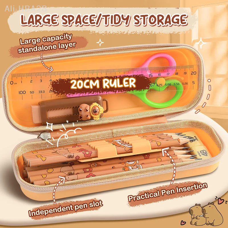 Cartoon-Themed Capybara Pencil Case High-Capacity Multifunctional Student's School Necessity