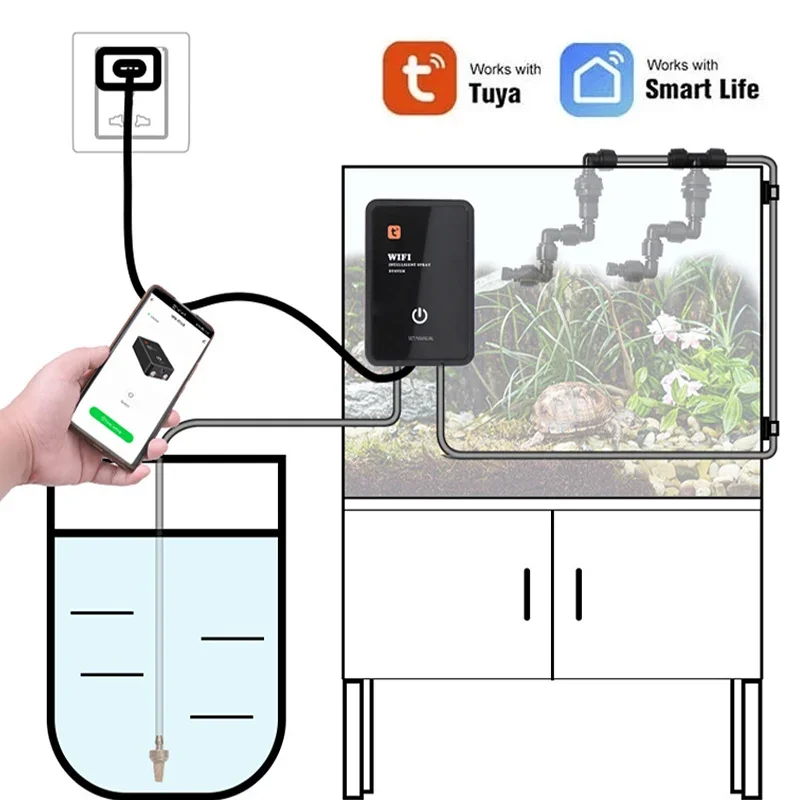 Intelligent Reptile Fogger Terrariums Humidifier Electronic Timer Automatic Mist Rainforest Spray System Kit Sprinkler Control