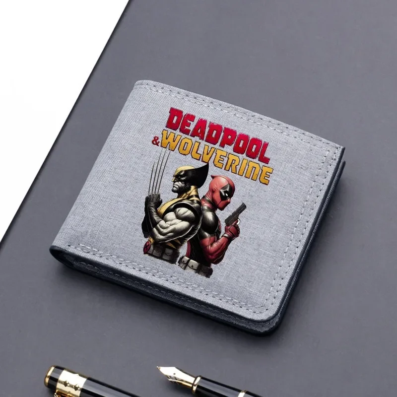 Portefeuille Deadpool & Wolverine Marvels, personnages de films, porte-monnaie portables pliables de grande capacité, cadeaux d'anniversaire