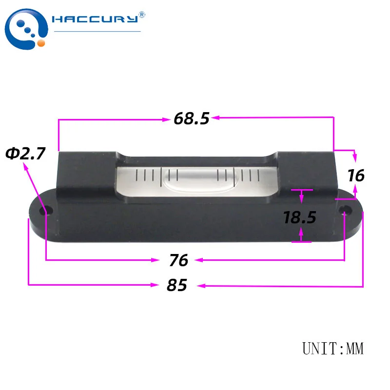 Striscia di livello a bolla ad alta precisione 85 * 16 * 18,5 mm Accurità multiple con fori di installazione Attrezzatura Strumenti di livellamento della macchina 1 PZ