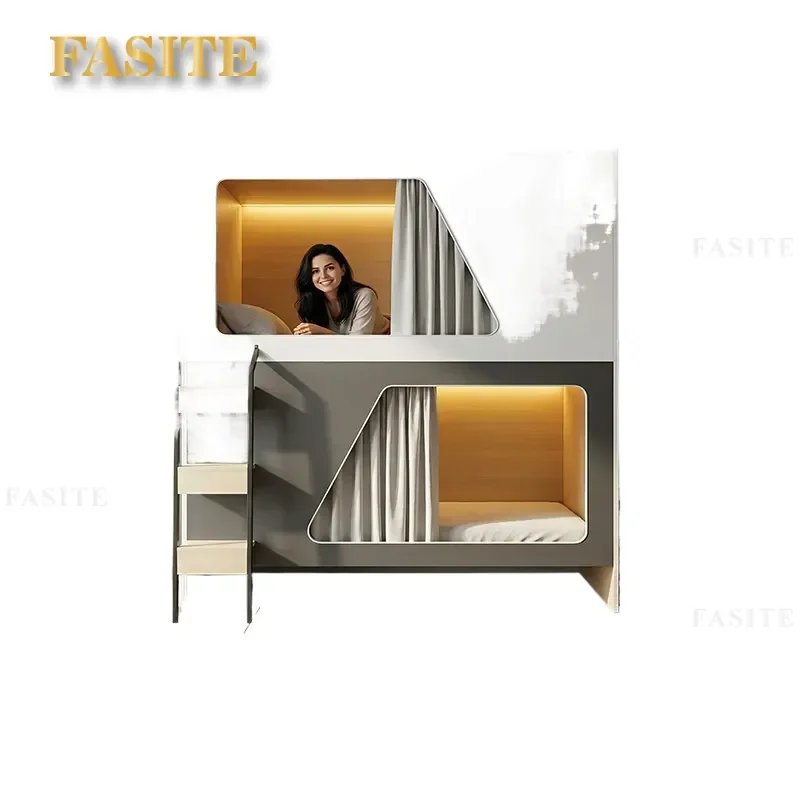 For Youth Hostel Space Capsule Apartment Bed Staff Dormitory High and Low Bunk Beds Student Dormitory Upper and Lower Beds