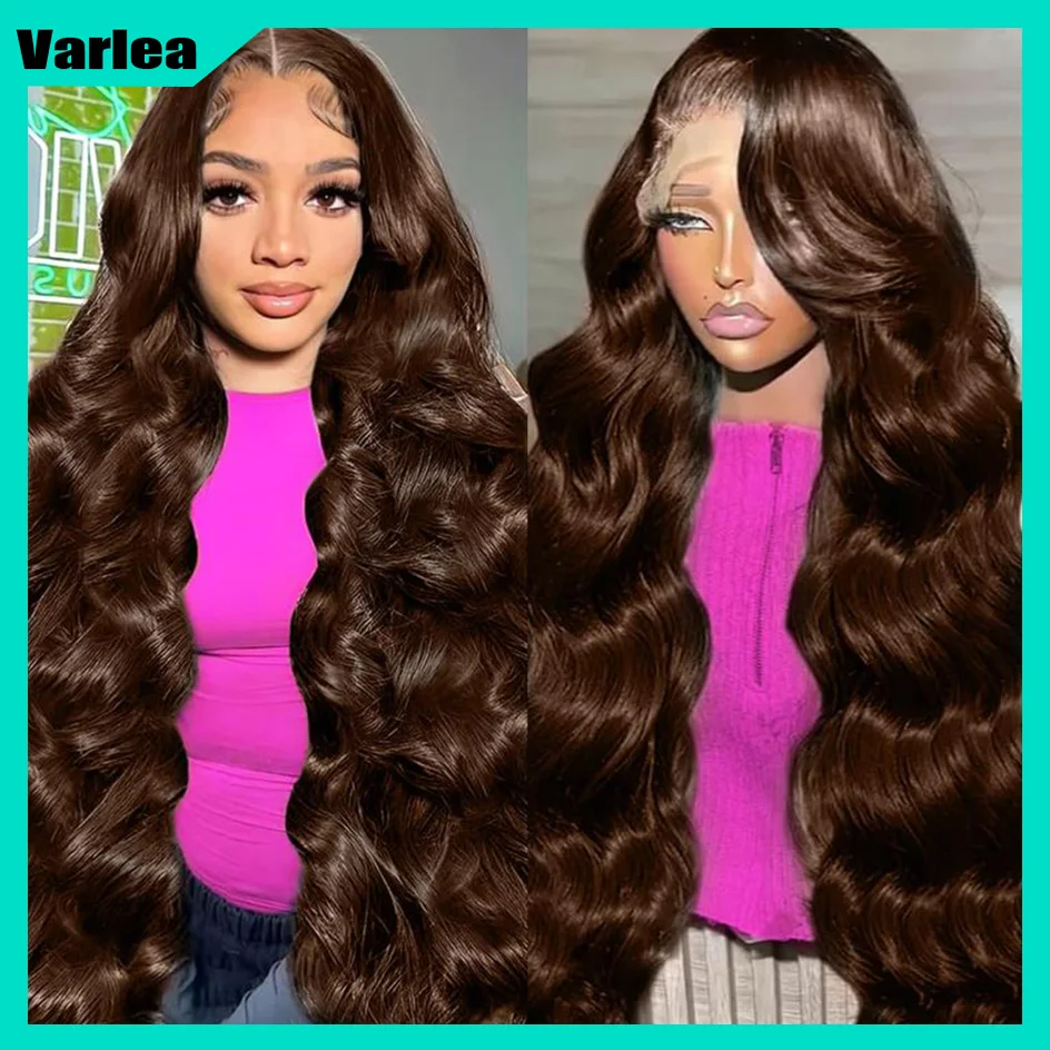 Varlea 200% Density Body Wave 13x6 Hd Lace Frontal Wig 13x4 Lace Front Wig Human Hair Loose Body Wave Chocolate Brown Human Hair