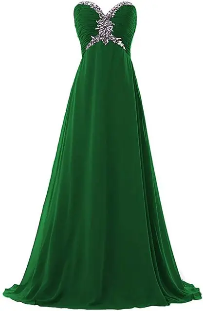 ANGELSBRIDEP Sweetheart A-Line Long Evening Party Gowns Abendkleider Sparkly Crystal Chiffon Formal Bridesmaid Dresses