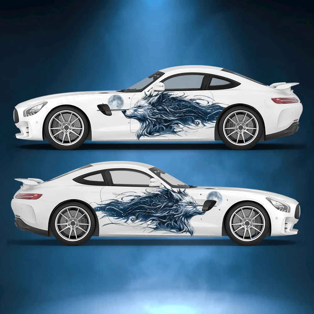 

Ночной волк, дракон, полнолуние, боковая наклейка автомобиля, декор, ПВХ, водонепроницаемая, устойчивая к царапинам наклейка, защита автомобиля, автоаксессуары, подарок