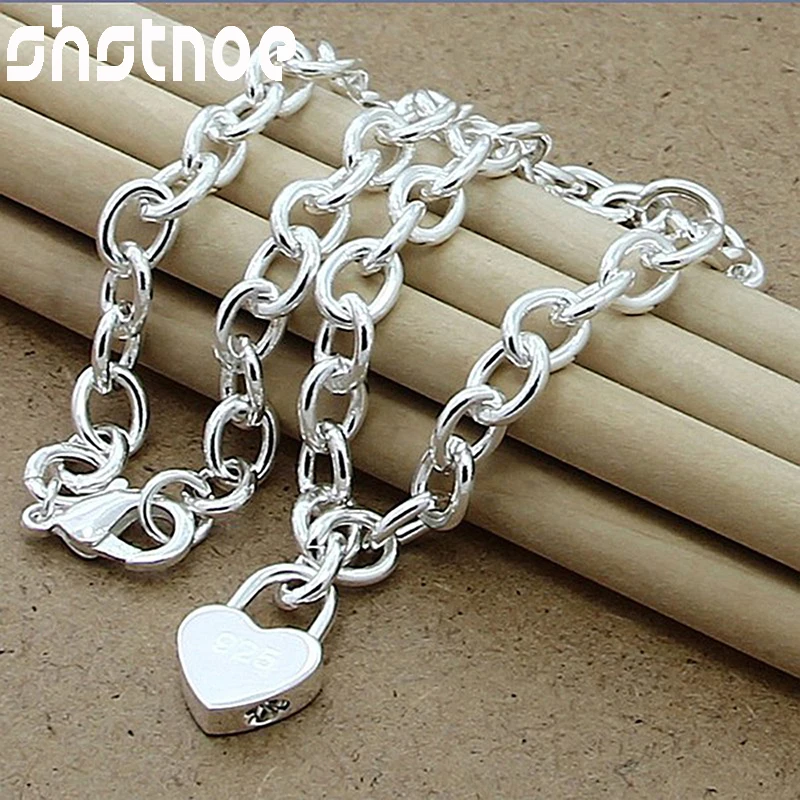 SHSTONE 925 Sterling Silver Heart Pendant Necklace For Women Party Engagement Wedding Christmas Gift Fashion Fine Charm Jewelry