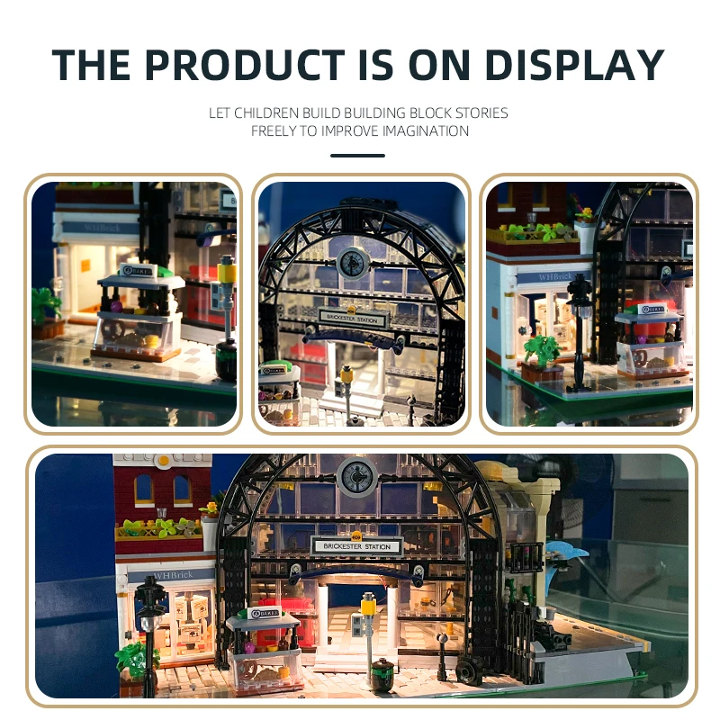 Retro Architecture Train Interchange Station The Meeting Point Building Blocks Streetscape Bricks Toys Compatible With LEGO