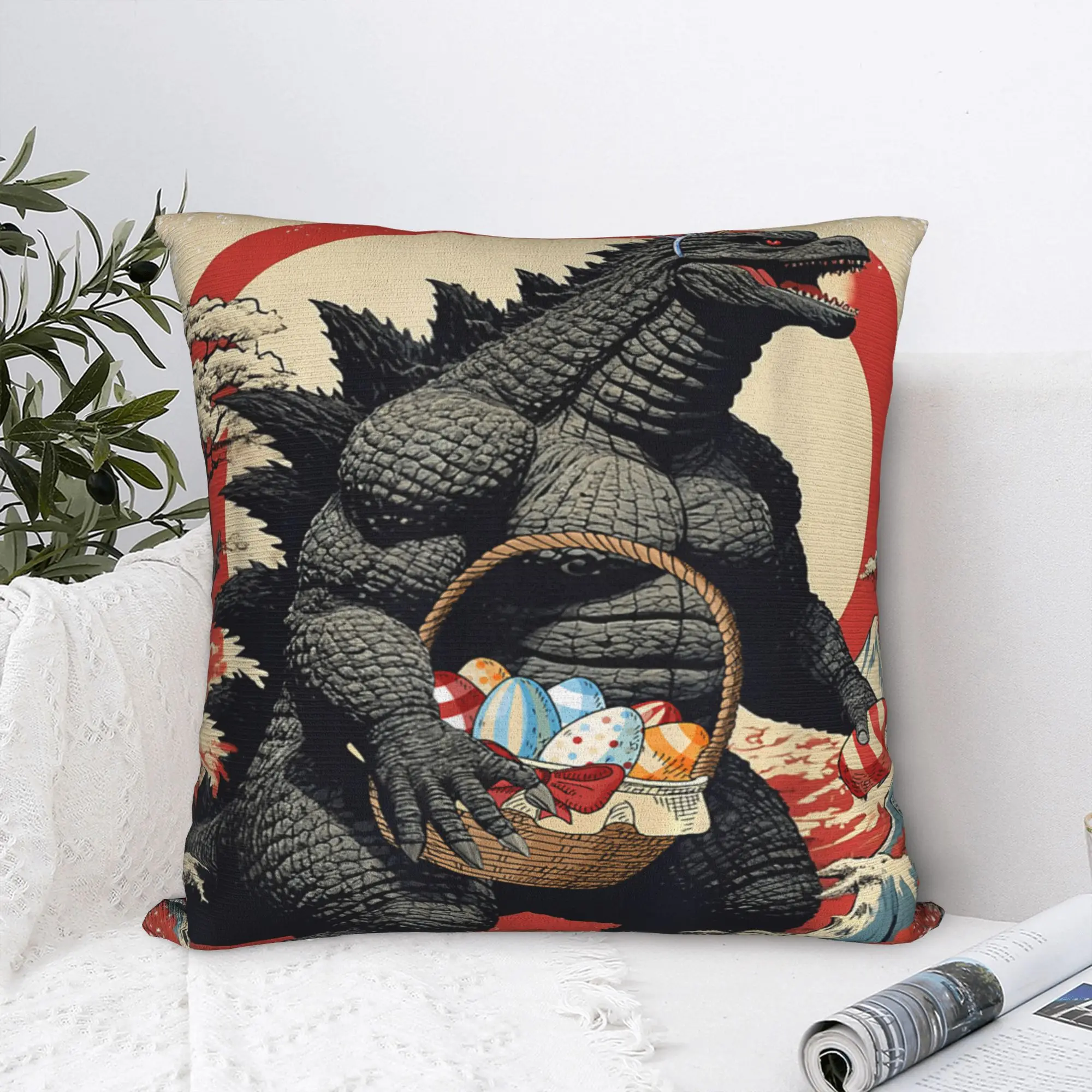 Kaiju Easter Monster Eggs Easter Day Pillowcases  Funny Pillow Case For Living Room Sofa Soft Pillow Cover