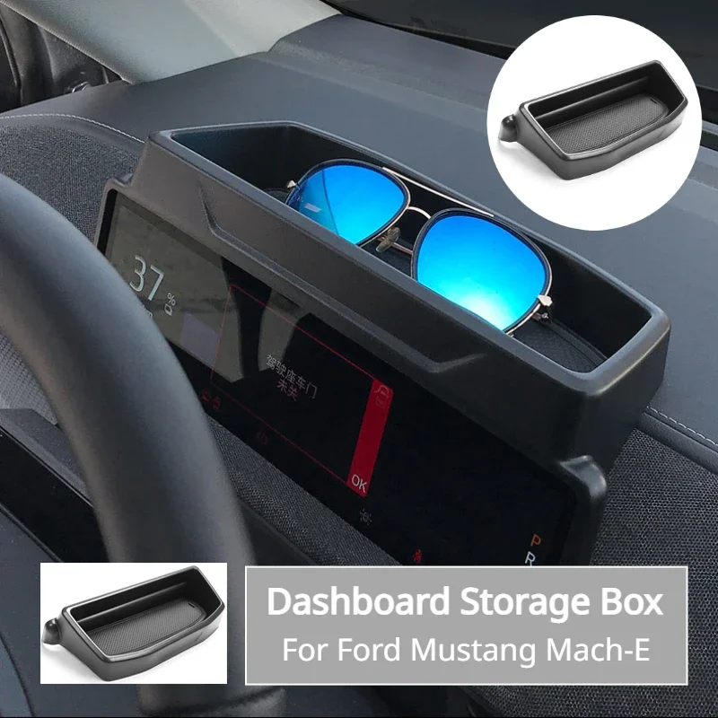 

Glasses Storage Box for Ford Mustang Mach-E Dashboard Back Screen Sunglasses Tissue Tidying Box Silicon Pad Car Accessories